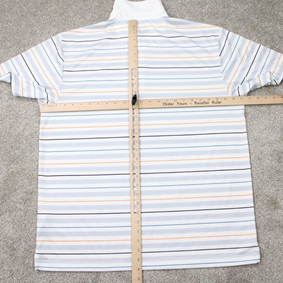 Callaway Opti-Dri Polo Shirt Men XL White/Blue/Orange Golf Short Sleeve Pullover - Picture 9 of 12